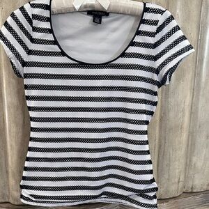 White House Black Market White with Black Lace Stripes